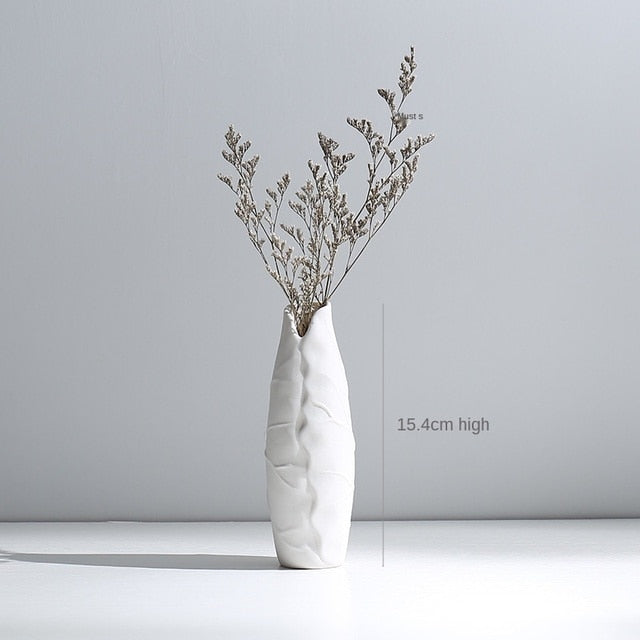 Modern Minimalist White Hemp Rope Ceramic Vase