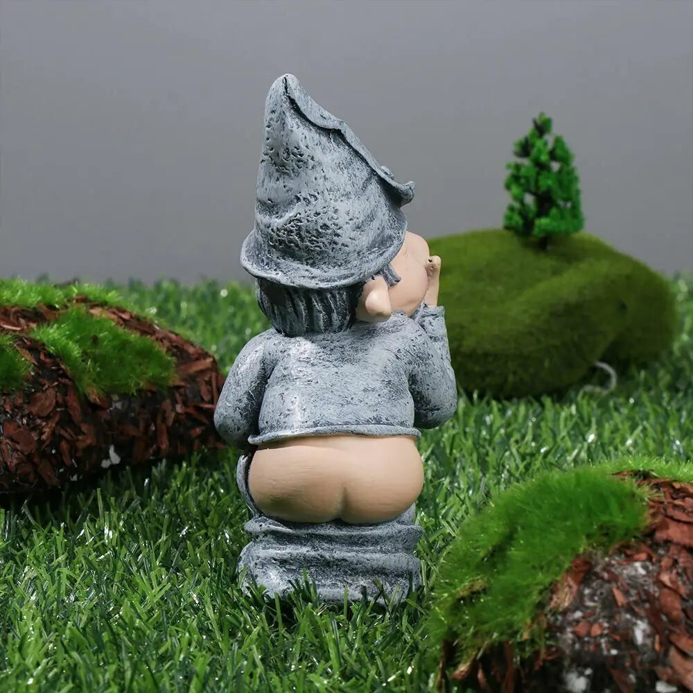 Pooping Naughty Gnome Miniature Statue Funny Resin Dwarf Home Garden Ornament US